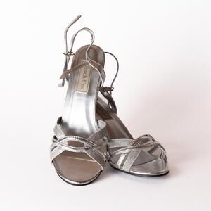 Elegant Silver Strappy Heels